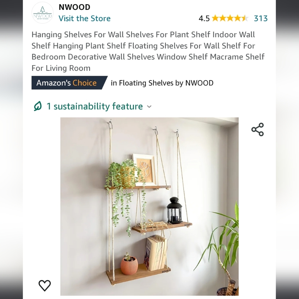 Hanging rope shelf